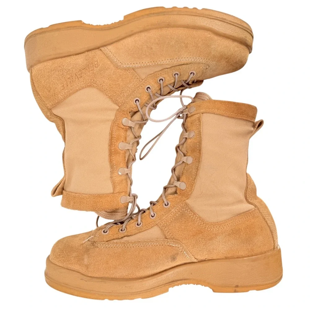 Belleville Hot Weather Tactical Combat Boots Mens 10R Vibram Steel Toe Tan Suede